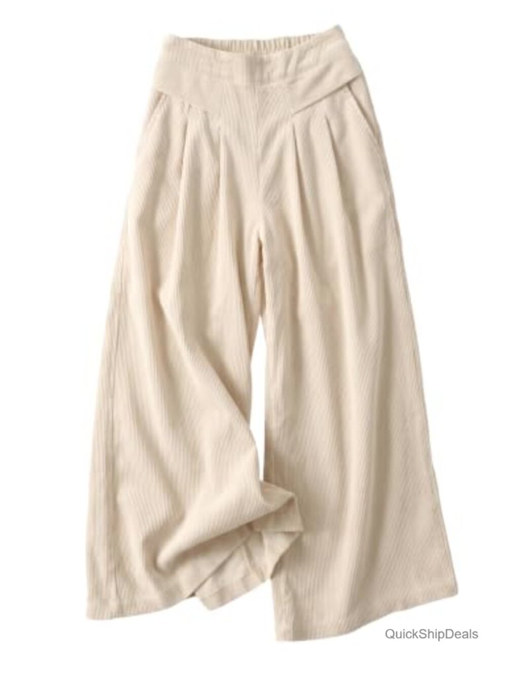 Women's Corduroy Wide Leg Pants High Waist Loose Trousers